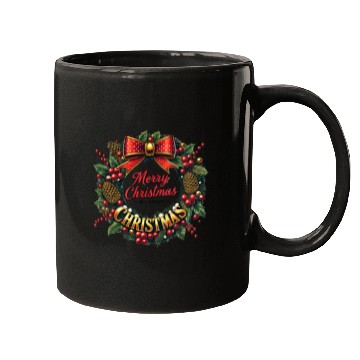 Discover 1950s Christmas Wreath - Vintage Holiday Cheer Mugs