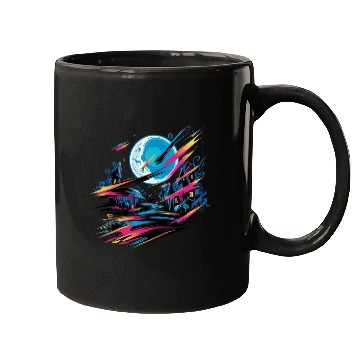 Discover Mugs Halloween Graffiti Design - Neon Abstract