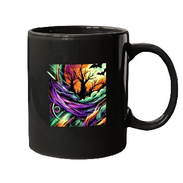 Discover Mugs Halloween Graffiti Design - Neon Abstract