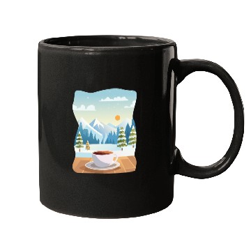 Discover Coffee Cup and Winter Mountain View Mugs