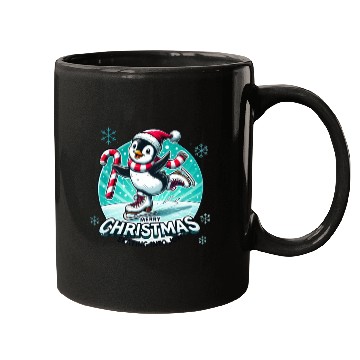 Discover Penguin Ice Skating Christmas Fun Mugs