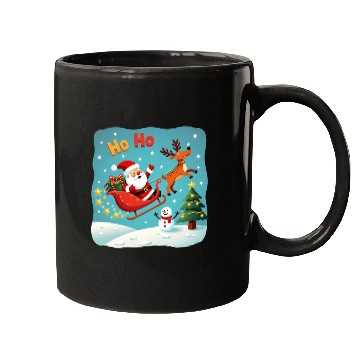 Discover Santa Clause waving " HO-HO" Mugs