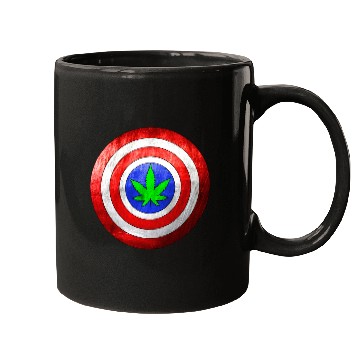 Discover Captain Cannabis Shield Red White Blue and Green Mugs