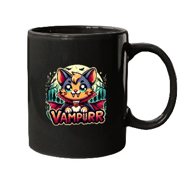Discover Cute Vampire Cat Halloween Design Mugs