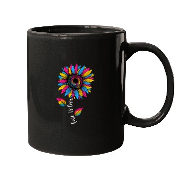 Discover Rainbow Sunflower Love Is Love LGBT Pride Mugs