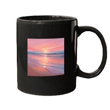 Discover Pink Sunset Ocean Scene Mugs