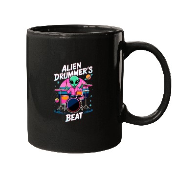 Discover Alien Drummer's Beat Mugs - Funky Alien Graphic