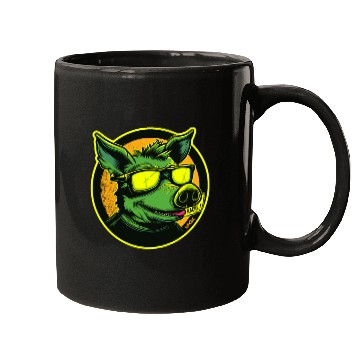Discover Green Cool Pig "Everything Sucks" Mugs