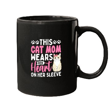 Discover This cat Mom Wears Her Heart on Her Sleeve Mugs