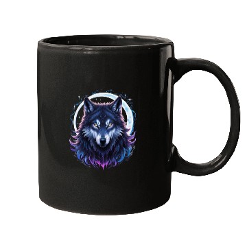 Discover Mystic Blue Arcane Wolf Mugs