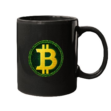 Discover Glowing Matrix-Inspired Bitcoin Symbol Mugs