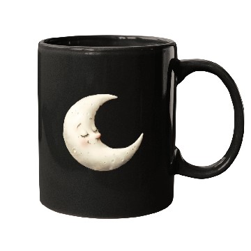 Discover Cute Moon Sleeping Moon with a Smile Mugs
