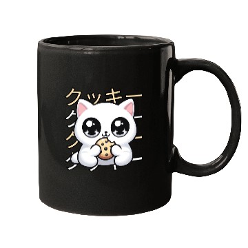 Discover Cute Cat Japanese Kawaii Anime Cat with Cookie Mugs