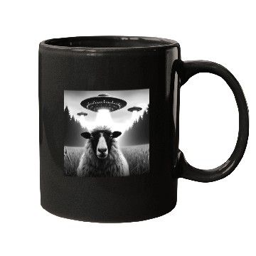 Discover Sheep ram, lamb Funny Graphic Selfie with UFOs Wei Mugs