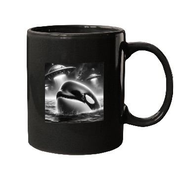Discover Killer whale Funny Graphic Selfie with UFOs Weird Mugs