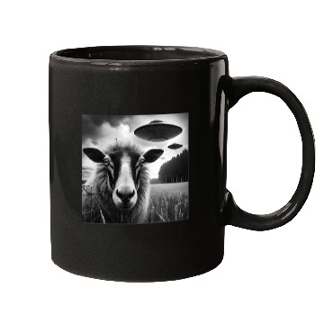 Discover Sheep ram2, lamb Funny Graphic Selfie with UFOs We Mugs