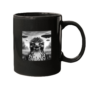 Discover Hawk falcon Funny Graphic Selfie with UFOs Weird Mugs