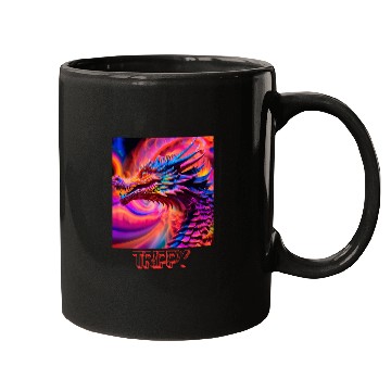 Discover Trippy psychedelic fractal dragon Mugs