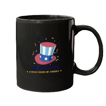 Discover US flag on the hat.Presidents Day Mugs
