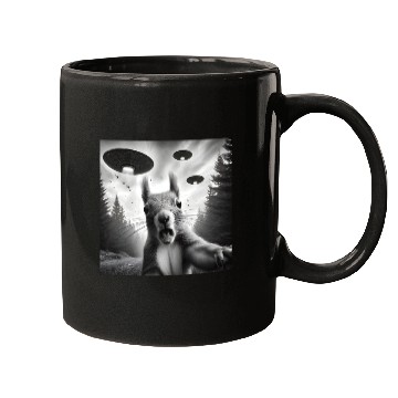 Discover Squirrel Sci-Fi Funny Graphic Selfie with UFOs Wei Mugs