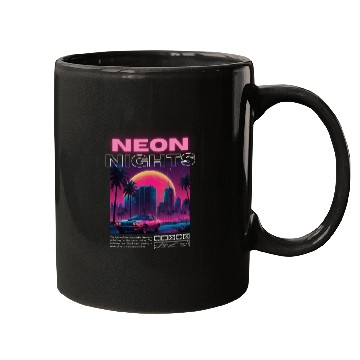 Discover Neon Nights - Synthwave City Retro Mugs