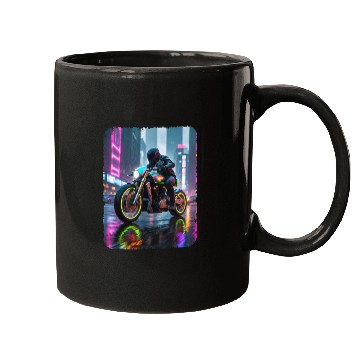 Discover Motorcycle cyberpunk in city Mugs