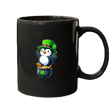 Discover St. Patrick's Day penguin top hat clover Mugs