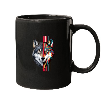 Discover Realistic and Geometric Patterns Wolf Head Mugs
