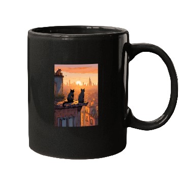 Discover Cat painting red black cat Mugs