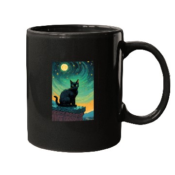 Discover Cat painting red black cat Mugs