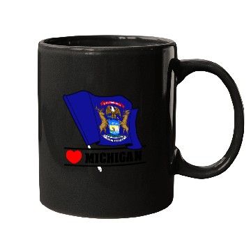 Discover Michigan flag heart 'MICHIGAN' Mugs