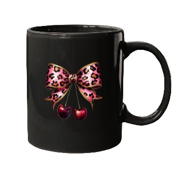 Discover Leopard stylish Print Bow with Cherries Mugs