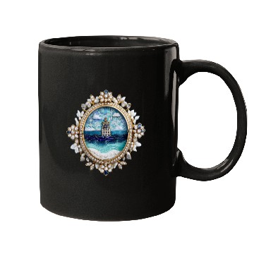 Discover Lighthouse Mosaic Brooch Gemstone Embellishmes Mugs