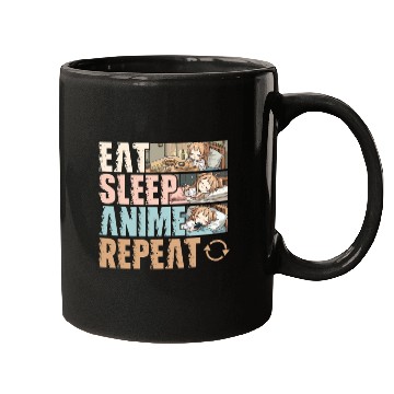 Discover Eat Sleep Anime Repeat Funny Otaku Mugs
