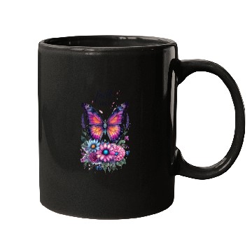 Discover Butterfly with Flowers Art Faith Over Fear Mugs