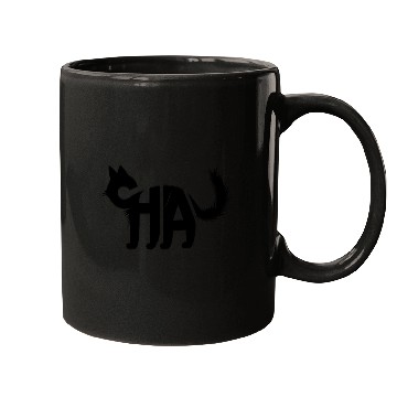 Discover Creative Cat Silhouette with "CHA" Typography Mugs