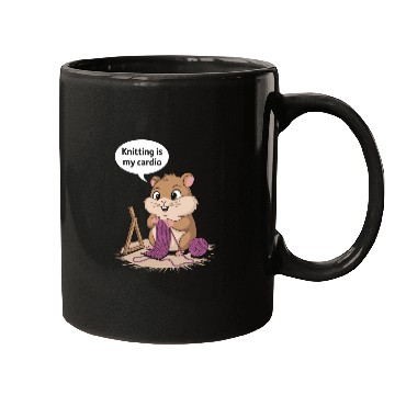 Discover Knitting Is My Cardio Hamster Fun Mugs