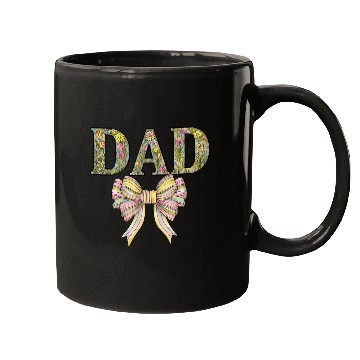 Discover Floral "DAD" Design with Pastel Ribbon Bow Mugs