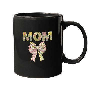 Discover Floral MOM Design with Pastel Ribbon Bow Mugs