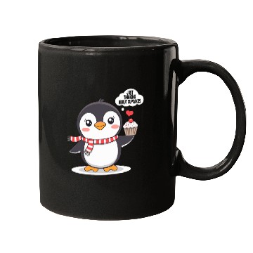 Discover Penguin Thinking About Cupcakes Fun Animal Graphic Mugs