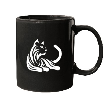 Discover Cat Portrait Minimalist Tattoo Style Mugs