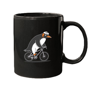 Discover Penguin Riding Bicycle Fun Adventure Illustration Mugs