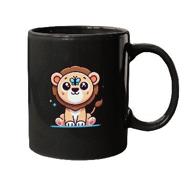Discover lion cub with a butterfly on its nose Mugs