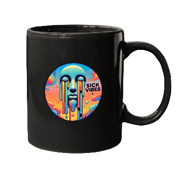 Discover Psychedelic Melting Face with Vibrant Neon Mugs