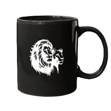 Discover Elegant Lion Couple Portrait Style Mugs