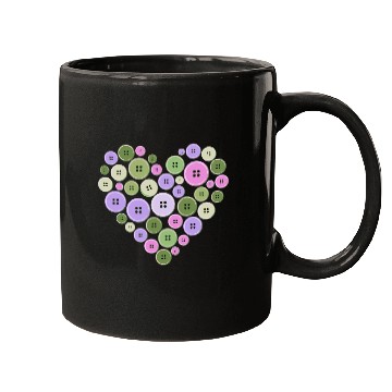 Discover Pastel Pink Green Purple Button Heart Mugs