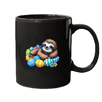 Discover Cute Sloth Easter Egg Cartoon Chilling Mugs