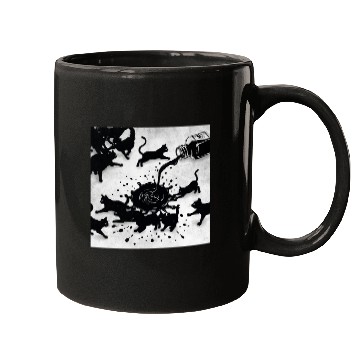 Discover Spilled ink bottle pours black cats Mugs