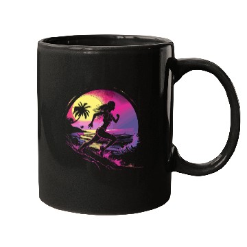 Discover Female Runner Synthwave Mugs