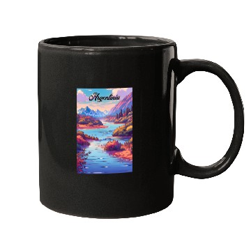 Discover Argentina Travel Poster River & Mountains Mugs